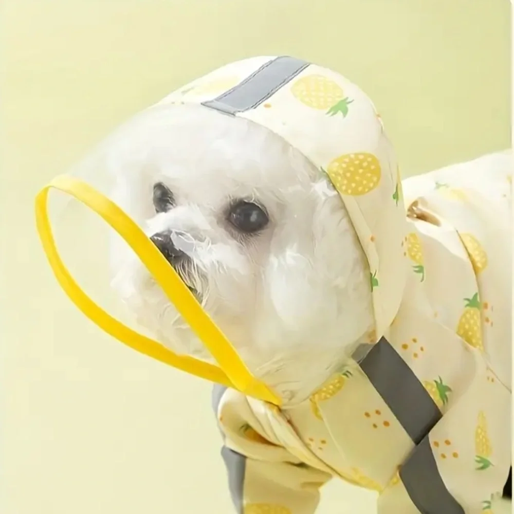 💎Small Dog puppy Raincoat Jacket Tail Protect Feet Cover Waterproof 🍍 pineapple